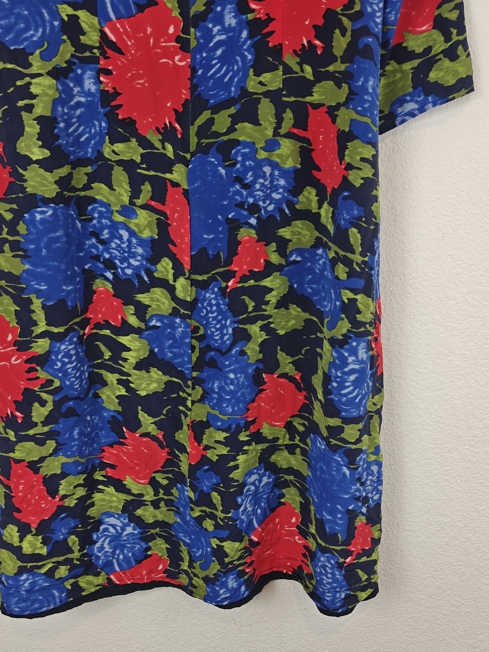 J. Peterman Silk Midi Dress Bold Floral Keyhole Neck 3/4 Sleeve Sz 16 Statement - Picture 12 of 15